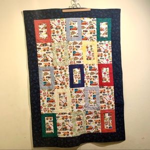 Handmade Child’s Construction Vehicles Transportation Patchwork Quilt Multicolor